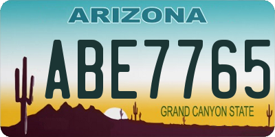 AZ license plate ABE7765