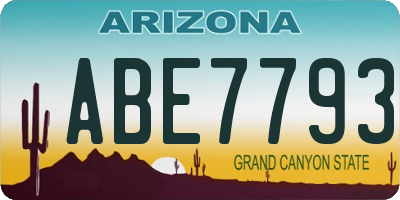 AZ license plate ABE7793