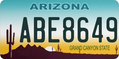 AZ license plate ABE8649