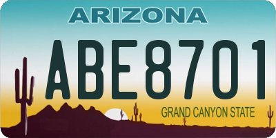 AZ license plate ABE8701