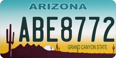 AZ license plate ABE8772