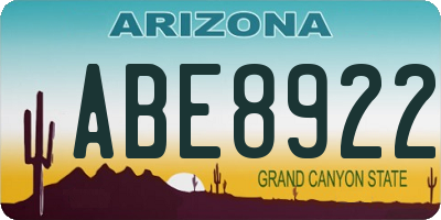 AZ license plate ABE8922