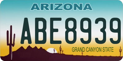 AZ license plate ABE8939