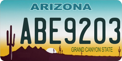 AZ license plate ABE9203
