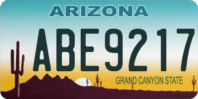 AZ license plate ABE9217