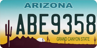 AZ license plate ABE9358