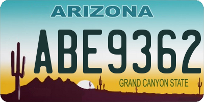 AZ license plate ABE9362