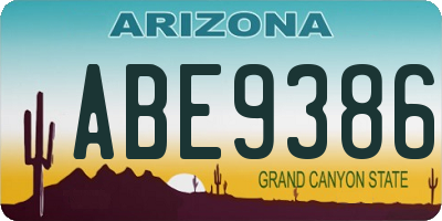AZ license plate ABE9386