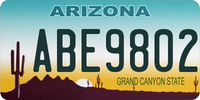 AZ license plate ABE9802