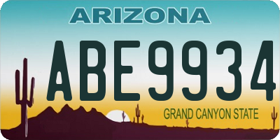AZ license plate ABE9934