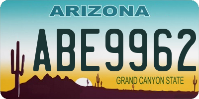 AZ license plate ABE9962