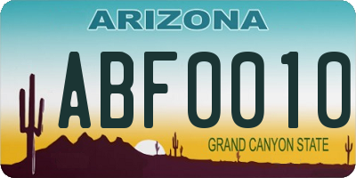 AZ license plate ABF0010