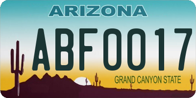 AZ license plate ABF0017