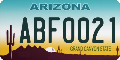 AZ license plate ABF0021