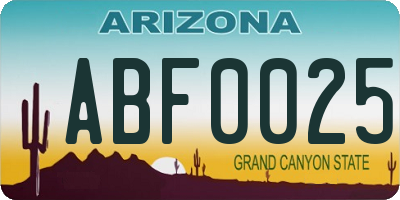 AZ license plate ABF0025