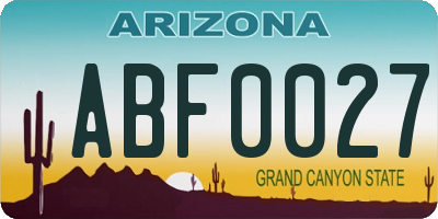 AZ license plate ABF0027