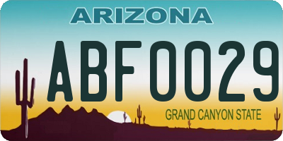 AZ license plate ABF0029