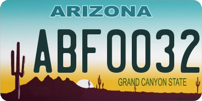 AZ license plate ABF0032