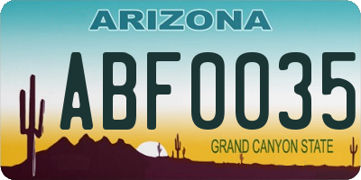 AZ license plate ABF0035