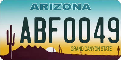 AZ license plate ABF0049