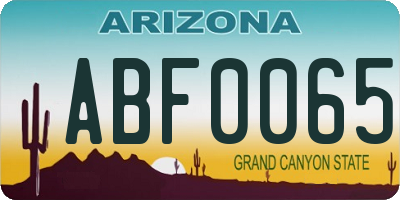 AZ license plate ABF0065