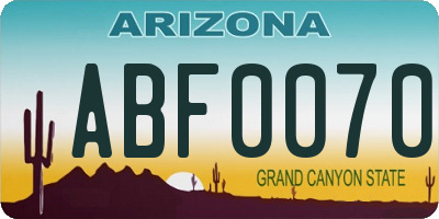 AZ license plate ABF0070