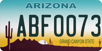AZ license plate ABF0073