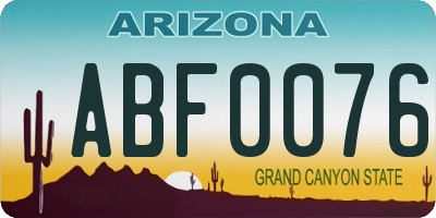AZ license plate ABF0076