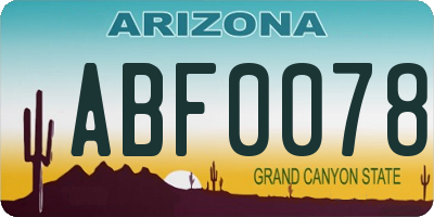 AZ license plate ABF0078