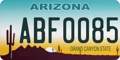 AZ license plate ABF0085