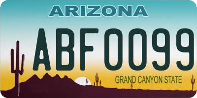 AZ license plate ABF0099
