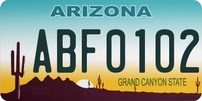 AZ license plate ABF0102