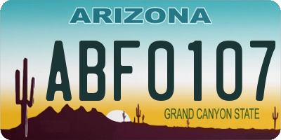 AZ license plate ABF0107
