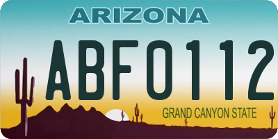 AZ license plate ABF0112