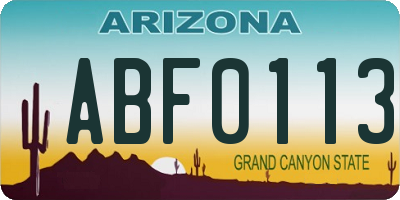 AZ license plate ABF0113