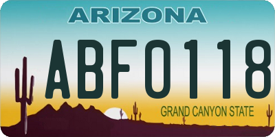 AZ license plate ABF0118