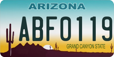 AZ license plate ABF0119
