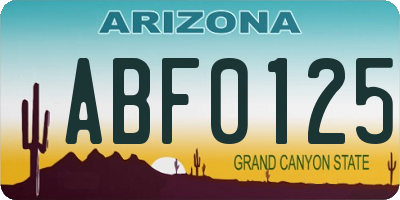 AZ license plate ABF0125