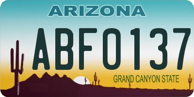 AZ license plate ABF0137