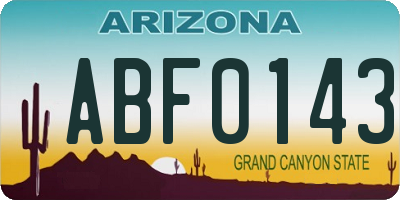 AZ license plate ABF0143