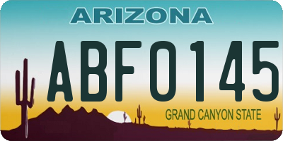AZ license plate ABF0145