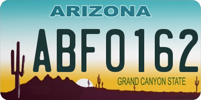 AZ license plate ABF0162