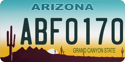 AZ license plate ABF0170