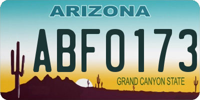 AZ license plate ABF0173