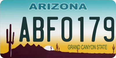 AZ license plate ABF0179