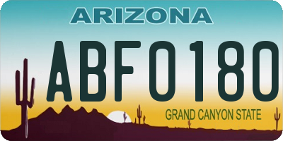 AZ license plate ABF0180