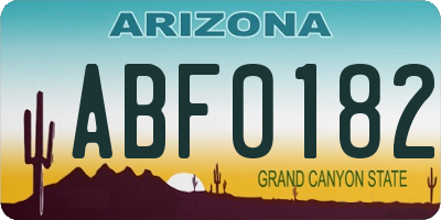AZ license plate ABF0182