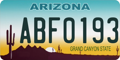 AZ license plate ABF0193