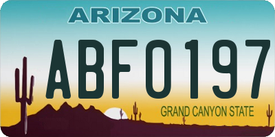AZ license plate ABF0197