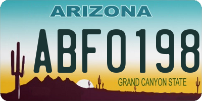 AZ license plate ABF0198